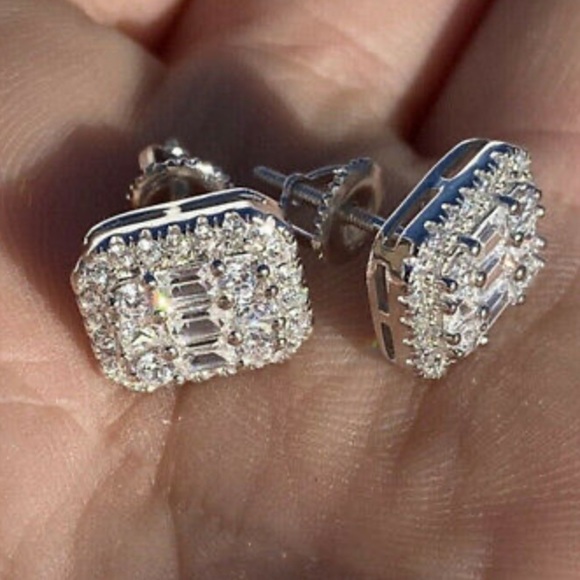 New Gorgeous Stud Earrings 925 Sterling Silver A Pair/set - Picture 5 of 5